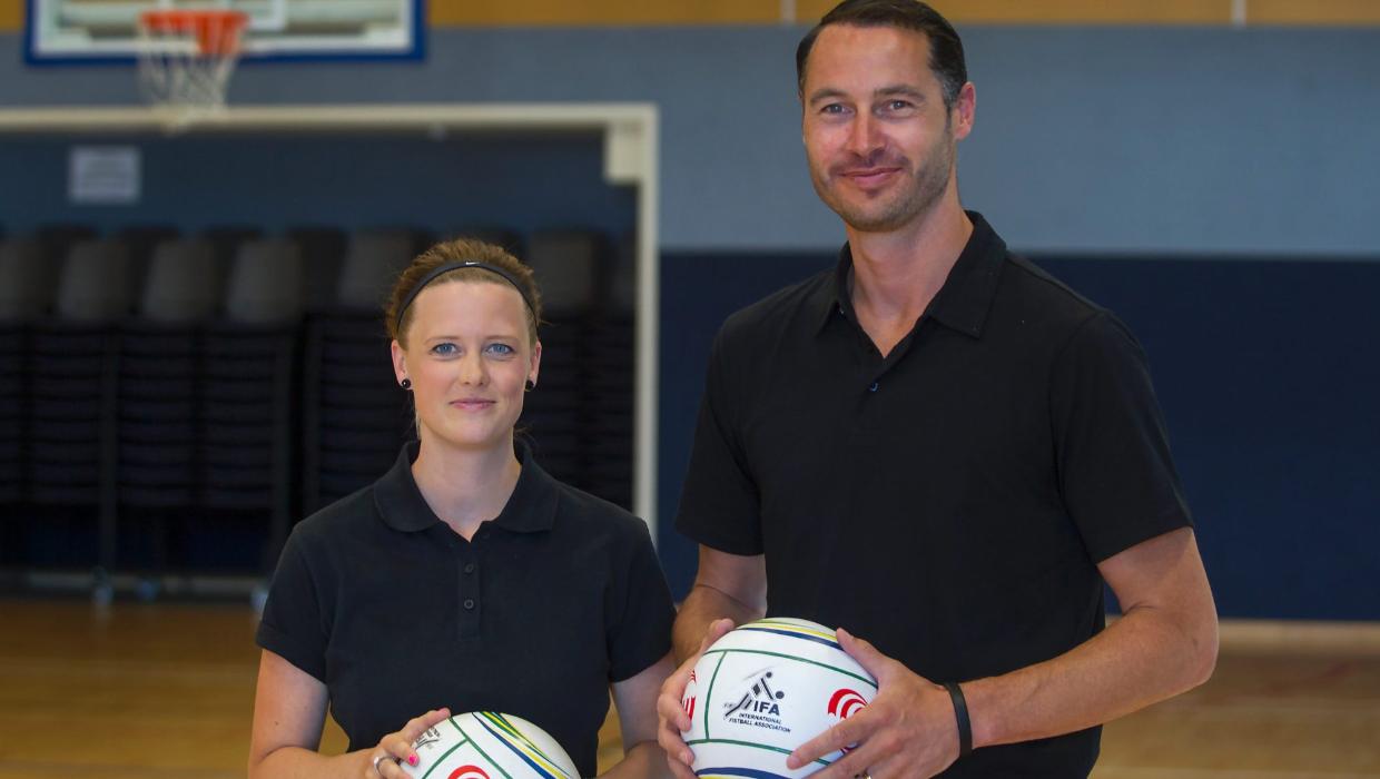 New Zealand women's fistball team captain Vikki Buston (left), and President of the New Zealand Fistball Association Blase Dowall. Photo: DAVID WALKER / FAIRFAX NZ New Zealand women's fistball team captain Vikki Buston (left), and President of the New Zealand Fistball Association Blase Dowall. Photo: DAVID WALKER / FAIRFAX NZ